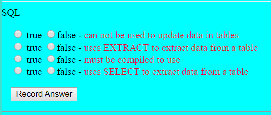 Solved SQL true false - can not be used to update data in | Chegg.com
