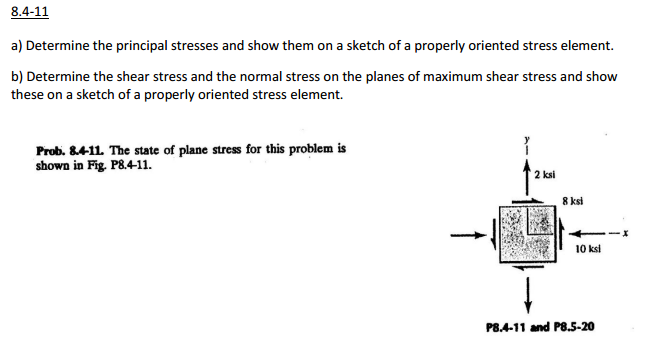 Solved Determine the principal stresses and show them on a | Chegg.com