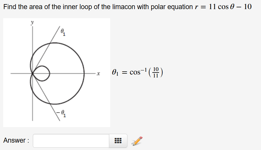 Solved Find the area of the inner loop of the limacon with