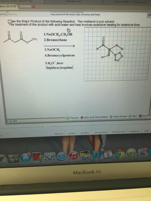 Solved Draw the major product of the following reaction. The | Chegg.com