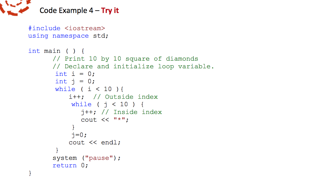 Solved Code Example 1 - Try it #include using namespace | Chegg.com