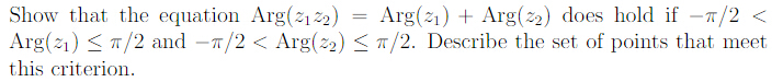 arg z 1 z 1 )= pi 2