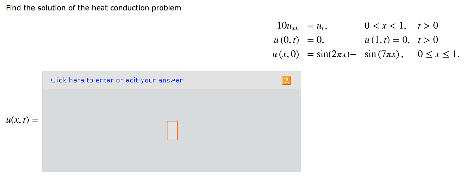 Solved Find the solution of the heat conduction problem | Chegg.com