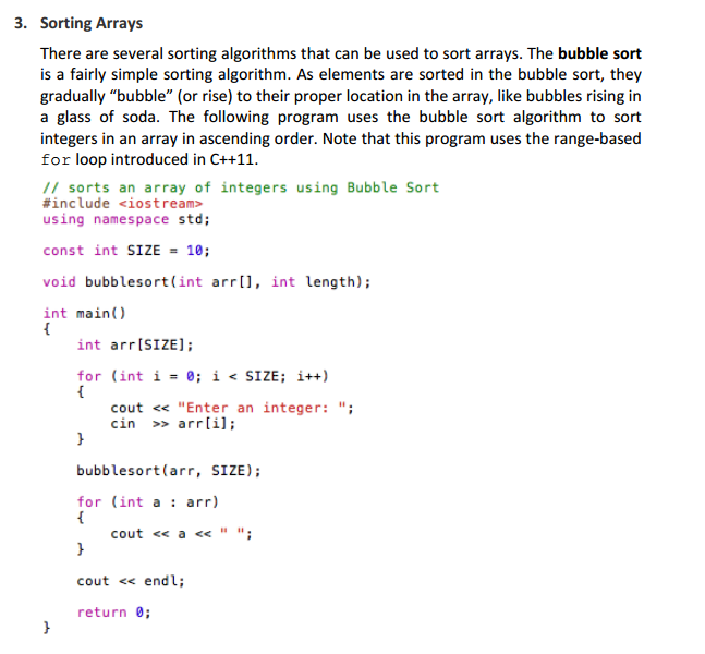 Solved 3. Sorting Arrays There Are Several Sorting | Chegg.com