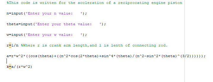 Solved %This code is written for the accleration of a | Chegg.com
