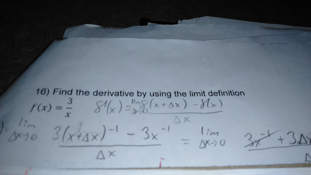 Solved 16) Find the derivative by using the limit definition | Chegg.com