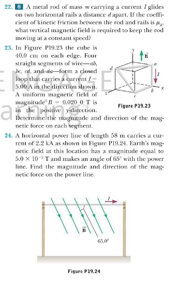 Solved 22. S A metal rod of mass m carrying a current I