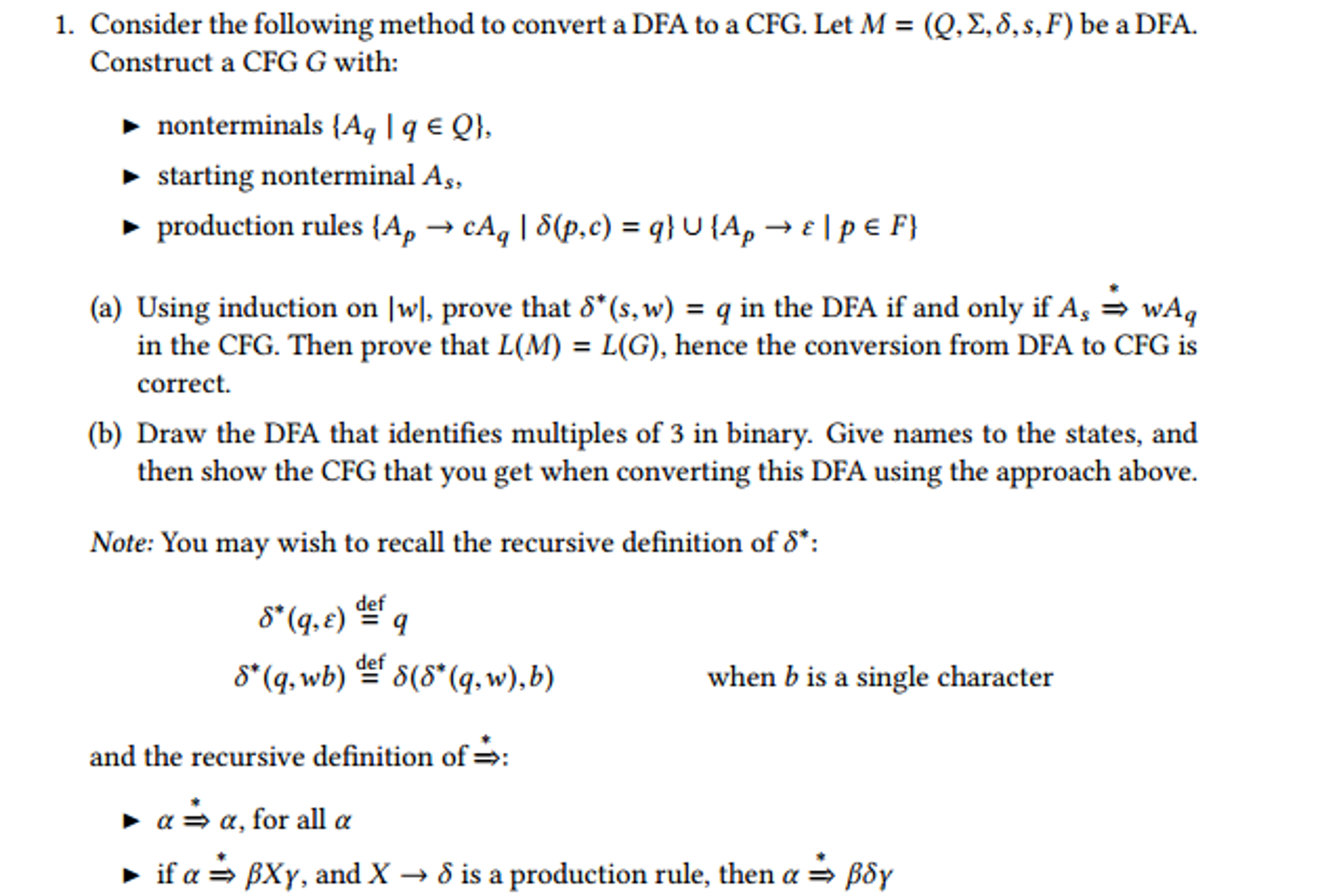 Consider The Following Method To Convert A DFA To A | Chegg.com