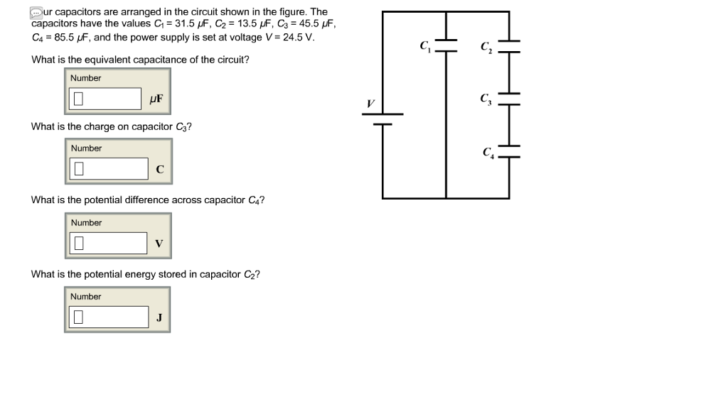 Solved Four capacitors are arranged in the circuit shown in