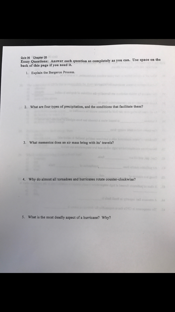 Solved Explain the Bergeron Process. What are four types of