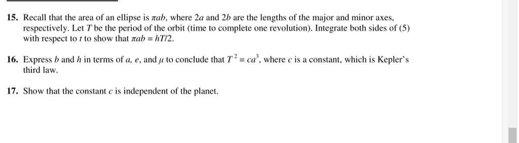 Solved 15. Recall that the area of an ellipse is πab, where | Chegg.com