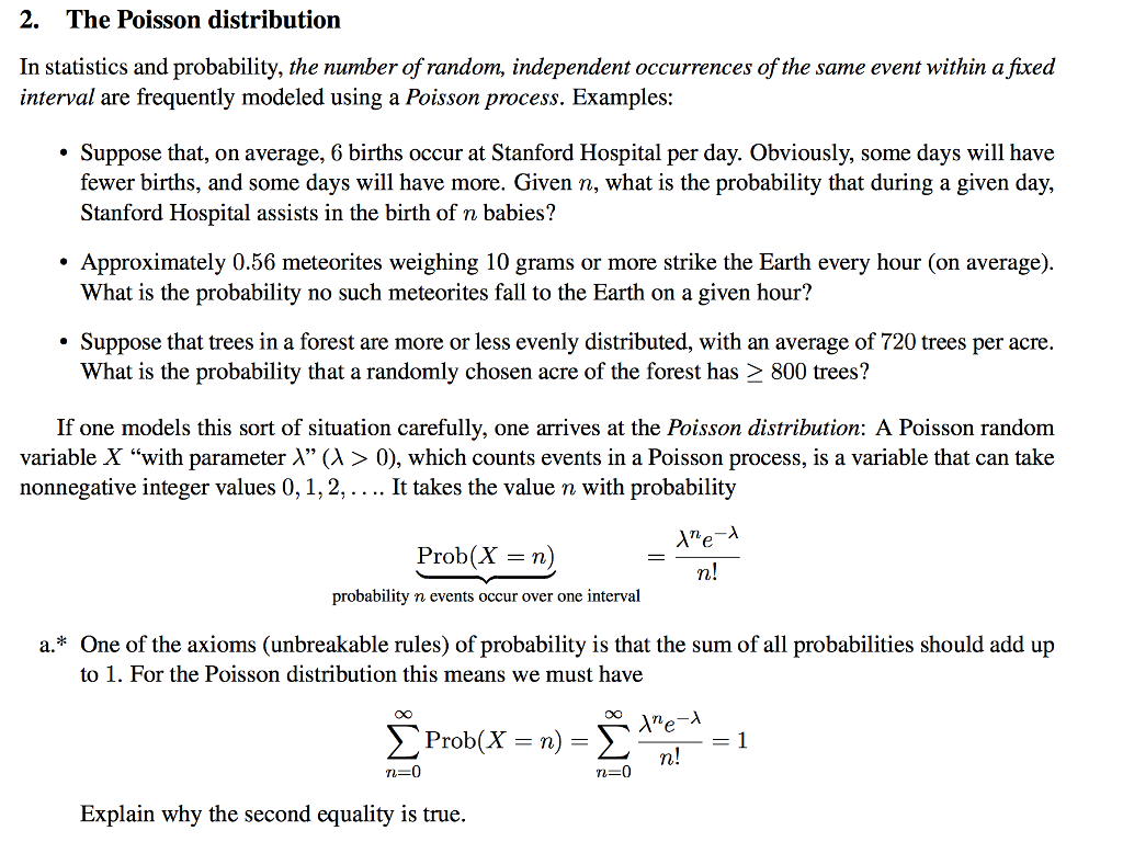 Solved 2. The Poisson Distribution In Statistics And | Chegg.com