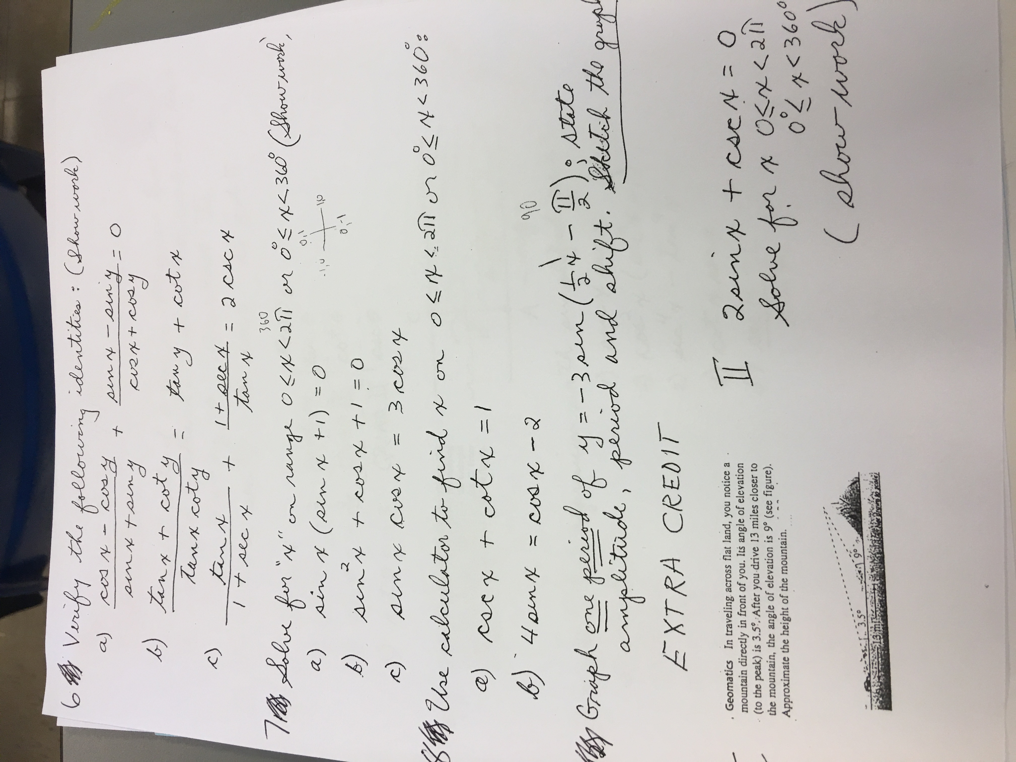 Solved Verify the following identities (show work) cos x