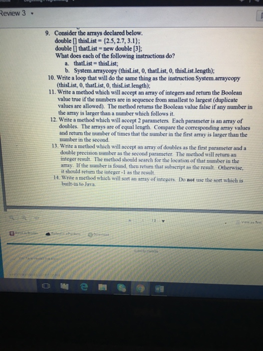 Solved Consider the arrays declared below Double this list | Chegg.com