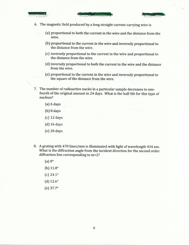 Solved 6. The magnetic field produced by a long straight | Chegg.com