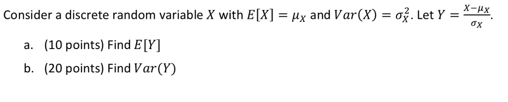 Solved Consider a discrete random variable X with EX] = μx | Chegg.com