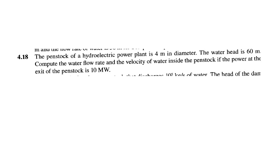 Solved The penstock of a hydroelectric power plant is 4 m in