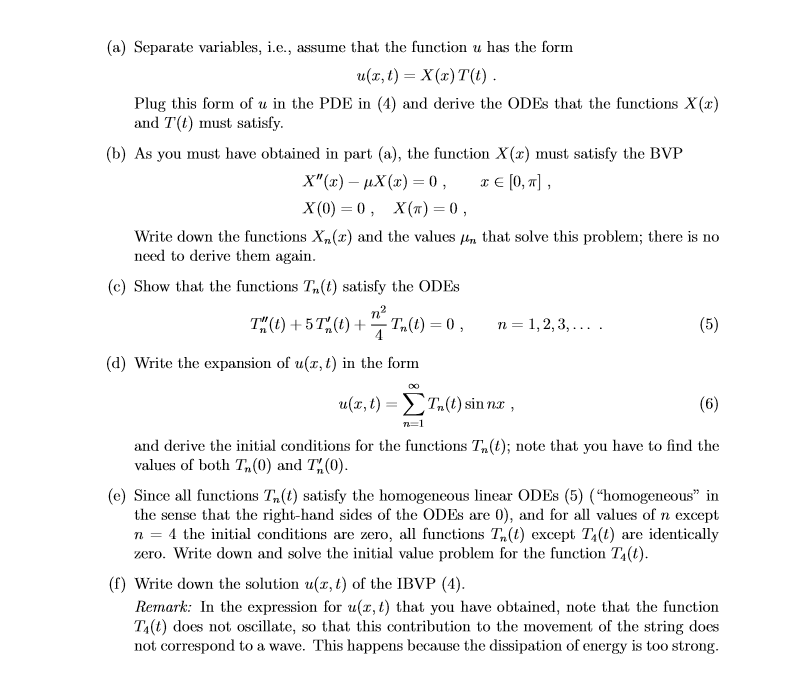 Solved Problem 5. [Wave equation with strong air resistance | Chegg.com
