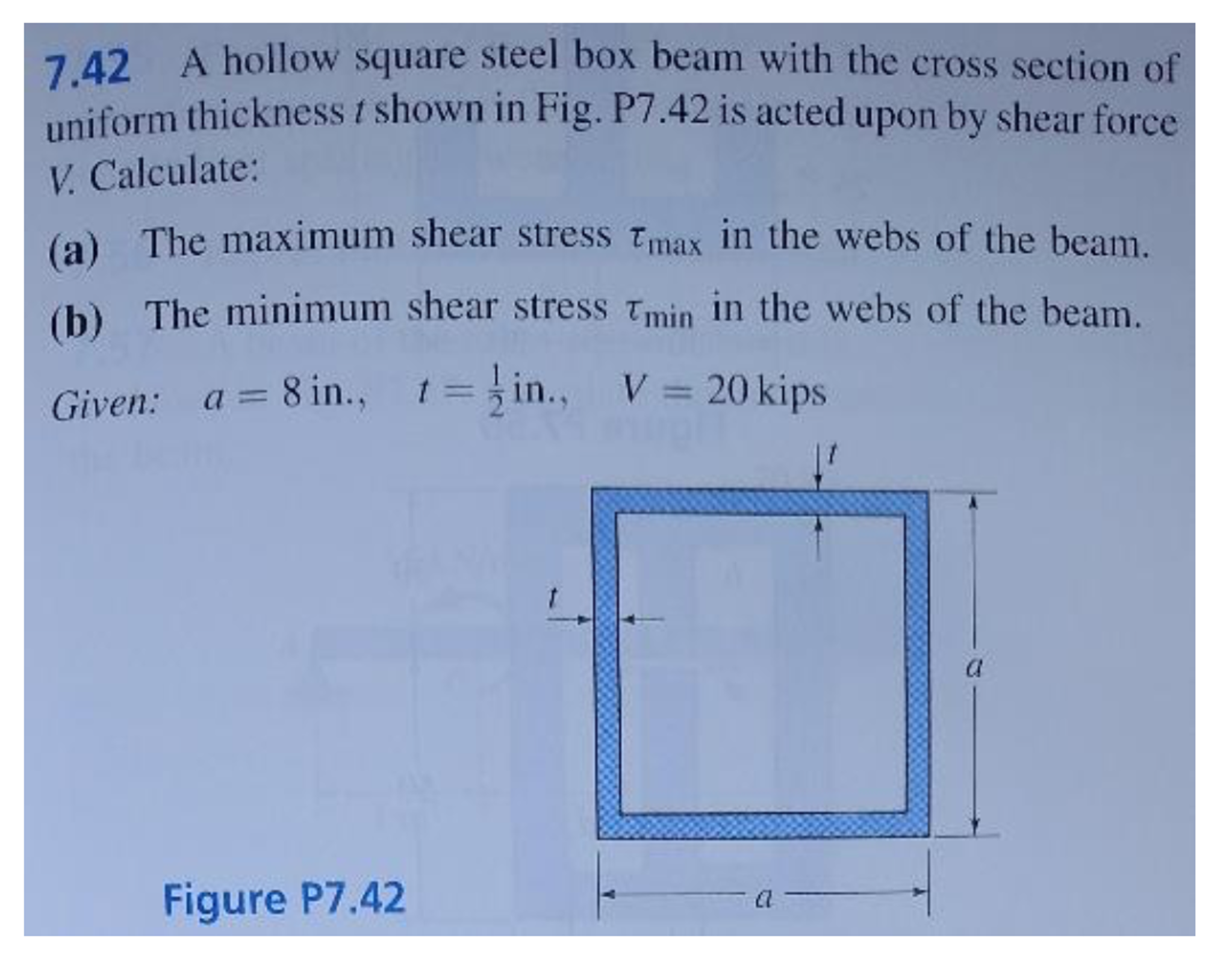 Solved A Hollow Square Steel Box Beam With The Cross Section | Chegg.com