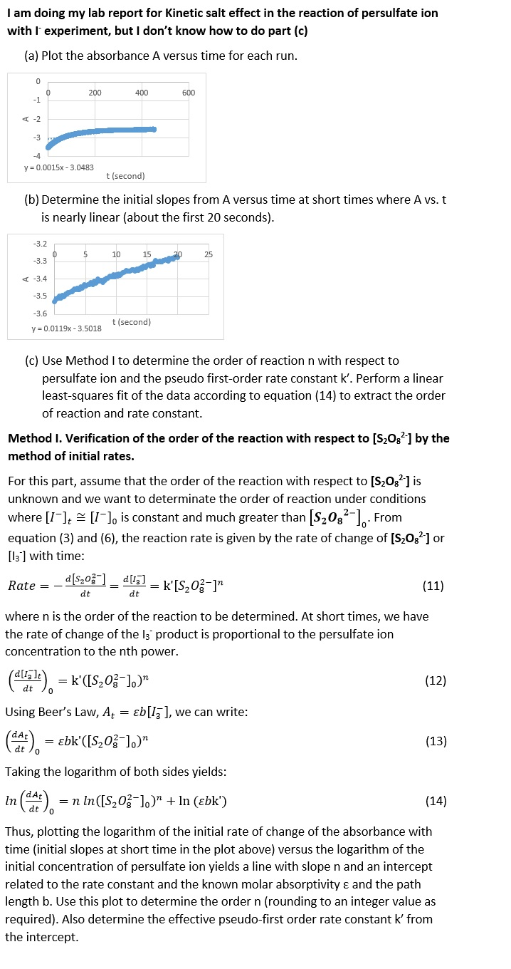 Solved I am doing my lab report for salt effect in