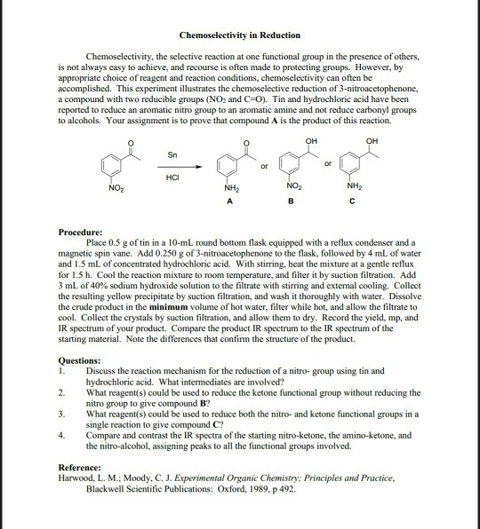 Solved Chemoselectivity In Reduction Chemoselectivity, The | Chegg.com