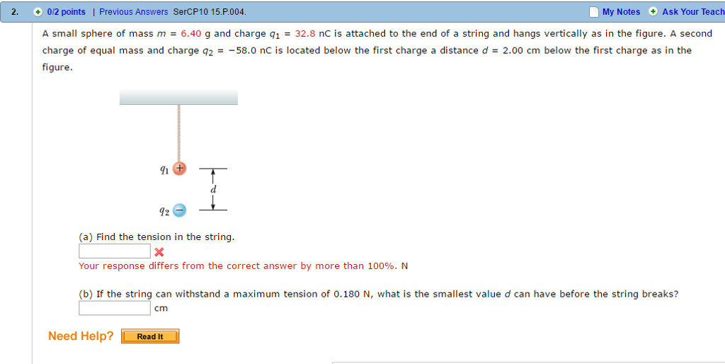 Solved A small sphere of mass m = 6.40 g and charge q_1 = | Chegg.com