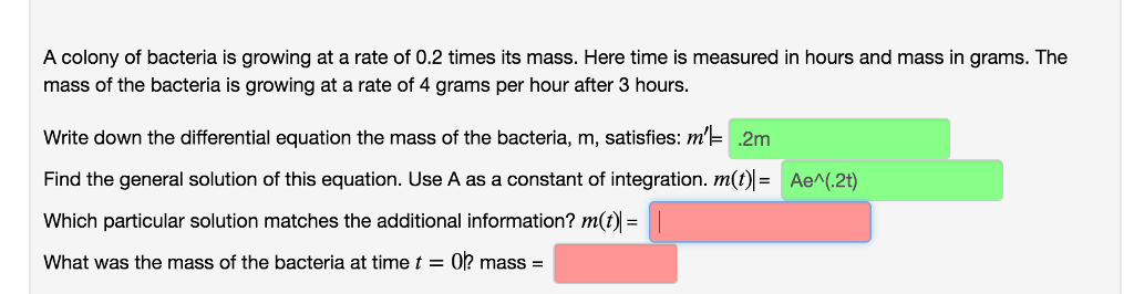Solved A colony of bacteria is growing at a rate of 0.2 | Chegg.com