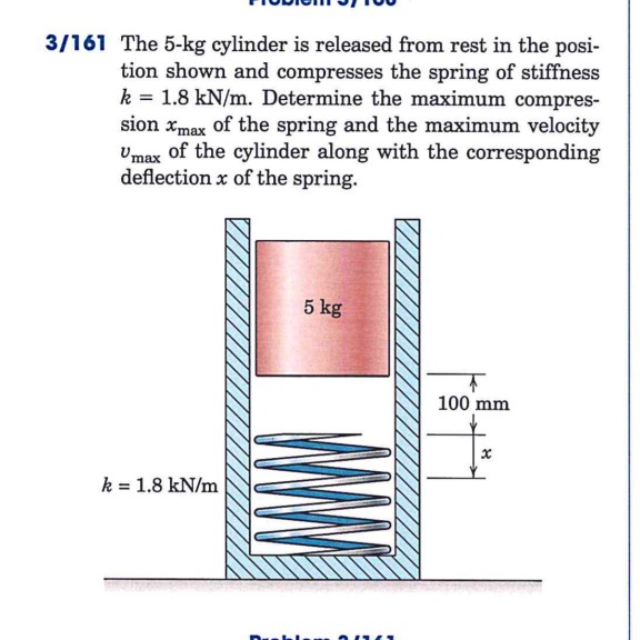 Solved 3/161 The 5kg cylinder is released from rest in the