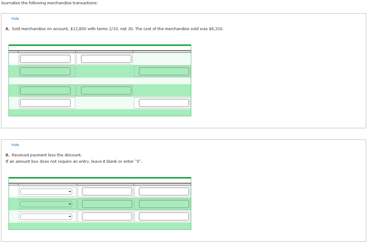 Solved Journalize the following merchandise transactions A.