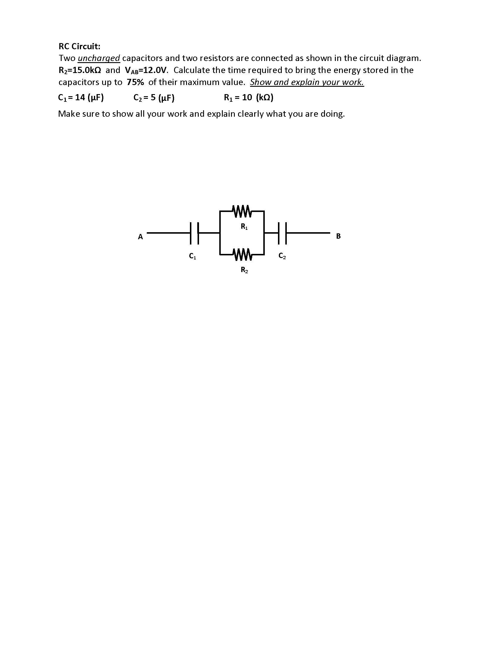 Solved Two uncharged capacitors and two resistors are
