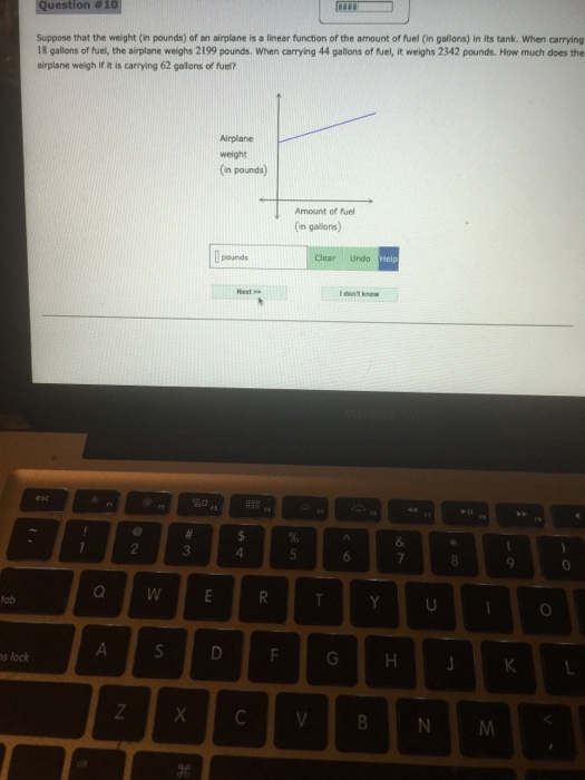 Solved Suppose that the weight (in pounds) of an airplane Is