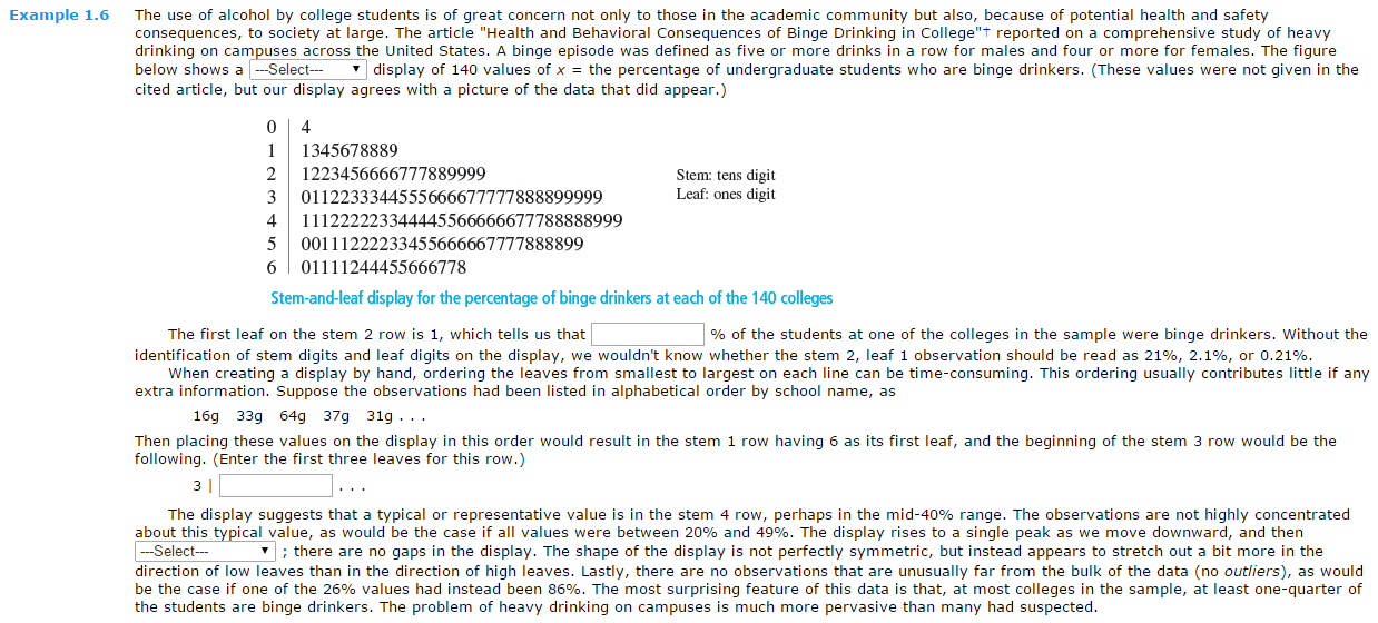 Solved Example 1.6 The use of alcohol by college students is | Chegg.com