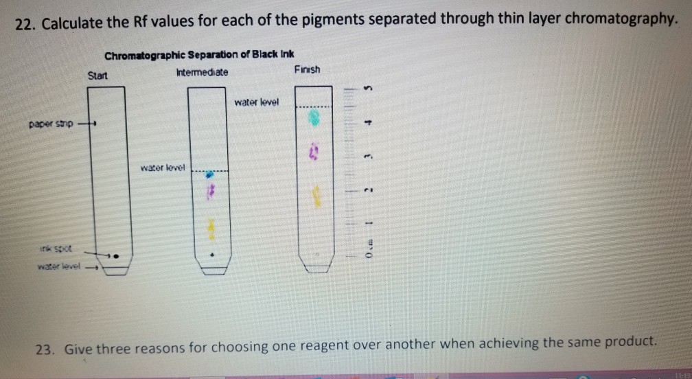 Solved 22. Calculate the Rf values for each of the pigments