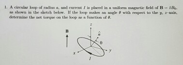 Solved A circular loop of radius a, and current I is placed | Chegg.com