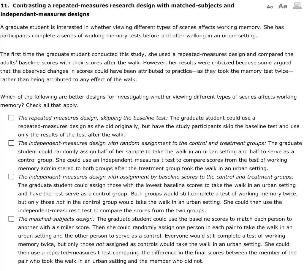 Solved 11. Contrasting a repeated-measures research design | Chegg.com