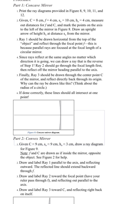 Solved Part 1: Concave Mirror . Print the ray diagrams | Chegg.com