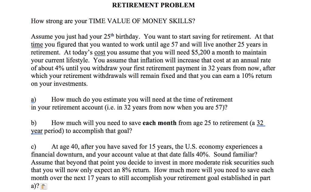 w08 group problem solving retirement fund assignment