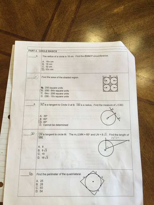 find the area of a circle whose radius is 16 cm