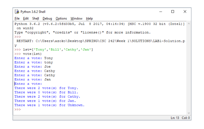 Solved 2. Write a function vote0 that takes as a parameter a | Chegg.com