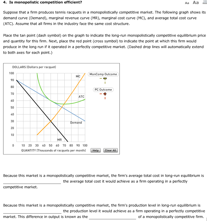 Solved 4. Is monopolistic competition efficient? Aa Aa