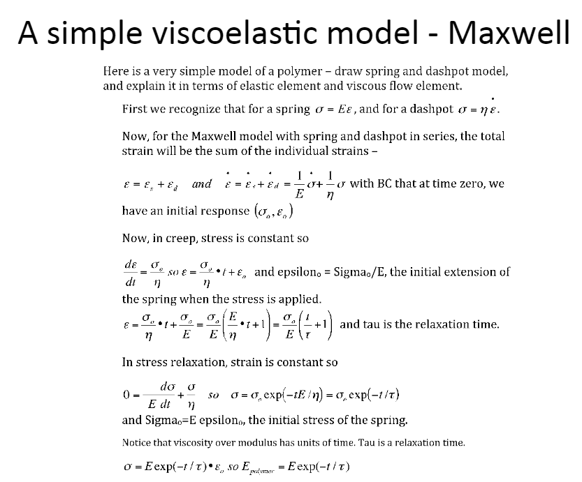 Solved Use the Maxwell model Apply strain to Maxwell