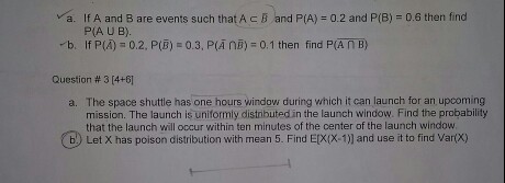 Solved A. If A And B Are Events Such That A