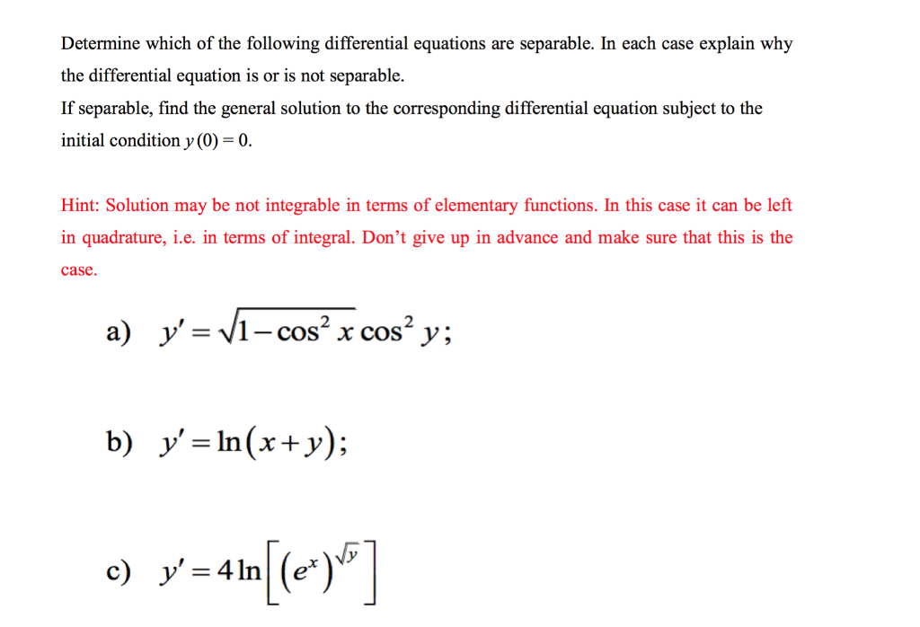 how to know if a differential equation is linear or separable