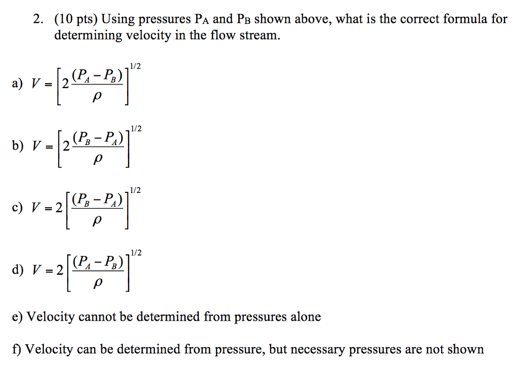 2. (10 Pts) Using Pressures Pa And PB Shown Above, | Chegg.com