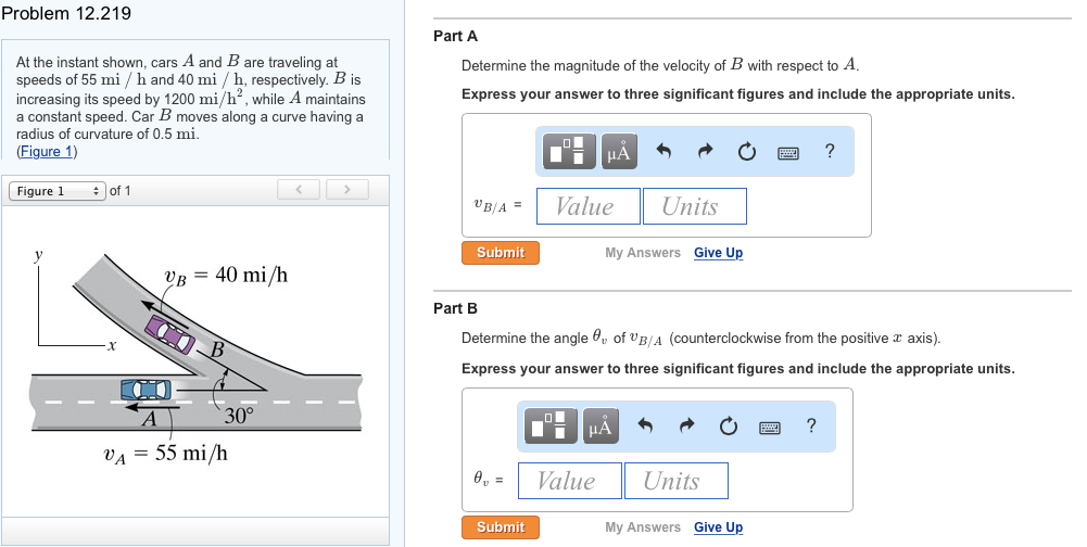 Solved Problem 12.219 Part A At The Instant Shown, Cars A | Chegg.com