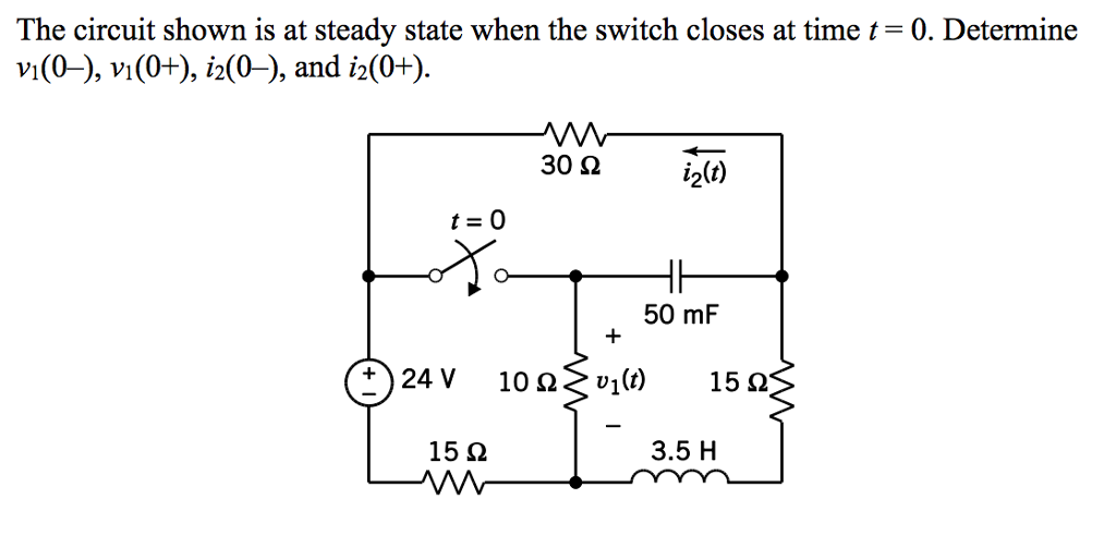 Solved The circuit shown is at steady state when the switch | Chegg.com