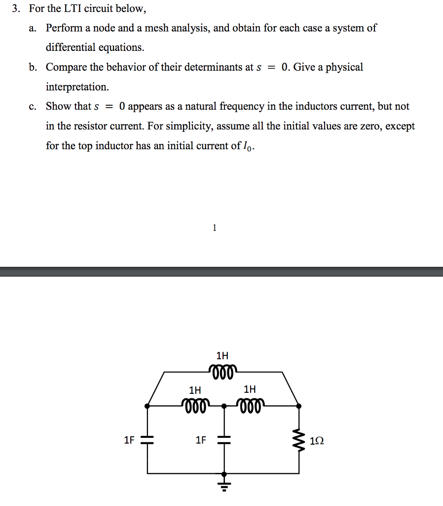 Solved 3. For the LTI circuit below, Perform a node and a | Chegg.com