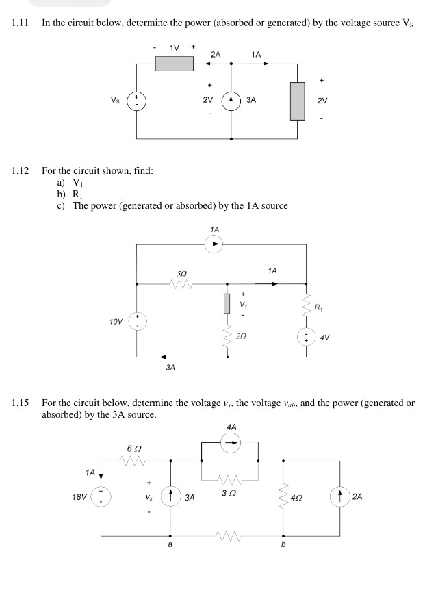 Solved In the circuit below, determine the power (absorbed | Chegg.com
