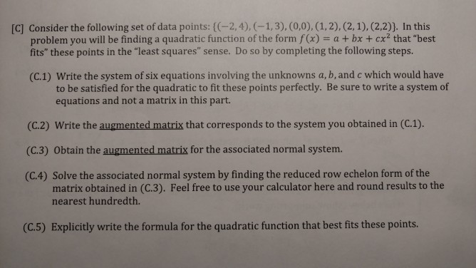 Solved [C] Consider the following set of data points: | Chegg.com