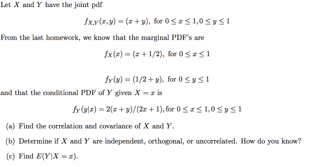 Solved Let X And Y Have The Joint Pdf Fxy(x,y) (x + Y), For | Chegg.com